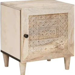 vidaXL Nachtkastje Beige 40 x 33 x 46 cm Massief acaciahout