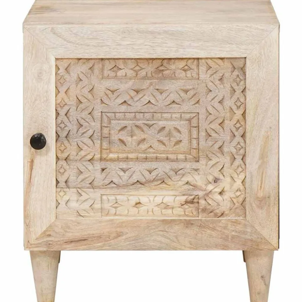 vidaXL Nachtkastje Beige 40 x 33 x 46 cm Massief acaciahout