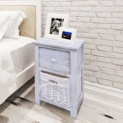 vidaXL Nachtkastje hout wit