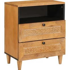 vidaXL Nachtkastje Licht Bruin 50 x 33 x 62 cm Massief acaciahout