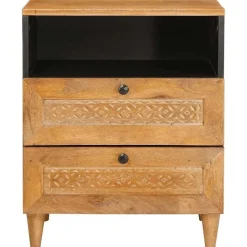 vidaXL Nachtkastje Licht Bruin 50 x 33 x 62 cm Massief acaciahout