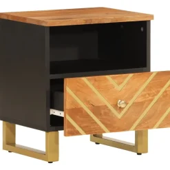 vidaXL Nachtkastje massief mangohout bruin en zwart