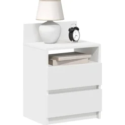 vidaXL Nachtkastje met 2 lades 40x33x60 cm wit