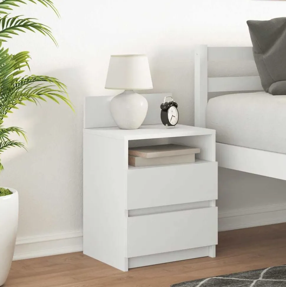 vidaXL Nachtkastje met 2 lades 40x33x60 cm wit