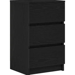 vidaXL Nachtkastje met 3 lades 39x35x65 cm zwart
