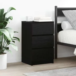 vidaXL Nachtkastje met 3 lades 39x35x65 cm zwart