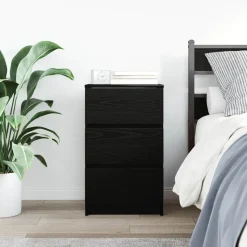 vidaXL Nachtkastje met 3 lades 39x35x65 cm zwart