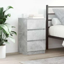 vidaXL Nachtkastje met 3 lades 39x35x65 cm betongrijs