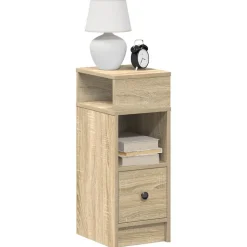 vidaXL Nachtkastje met lade 25x31x66 cm sonoma eikenkleurig