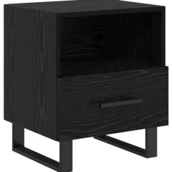 vidaXL Nachtkastje met lade Zwart Eiken 40 x 35 x 47,5 cm Bewerkt hout
