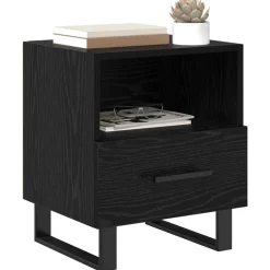 vidaXL Nachtkastje met lade Zwart Eiken 40 x 35 x 47,5 cm Bewerkt hout