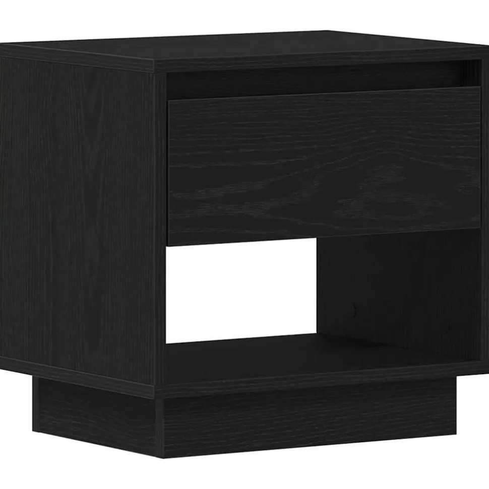 vidaXL Nachtkastje met lade Zwart Eiken 45 x 34 x 44 cm Bewerkt hout
