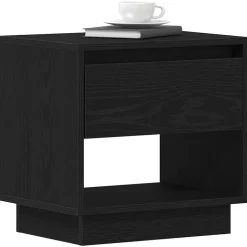 vidaXL Nachtkastje met lade Zwart Eiken 45 x 34 x 44 cm Bewerkt hout