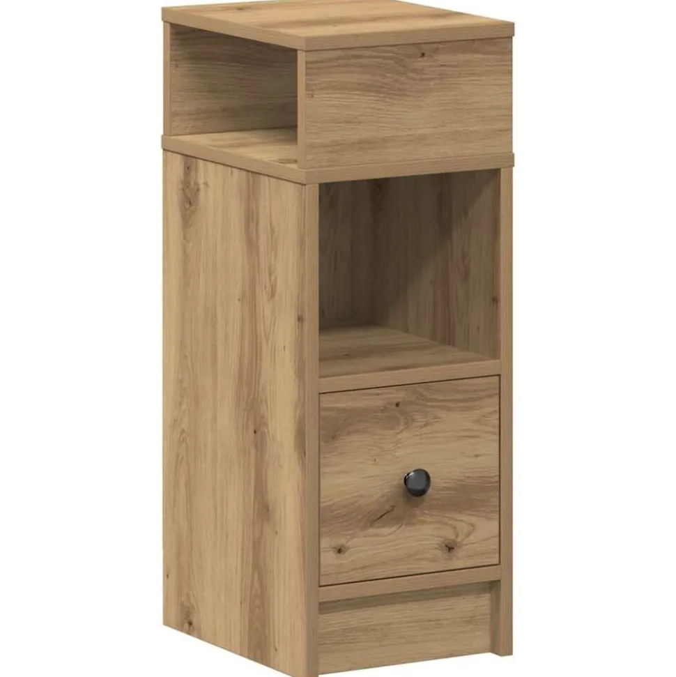 vidaXL Nachtkastje met lade 25x31x66 cm artisanaal eikenkleurig
