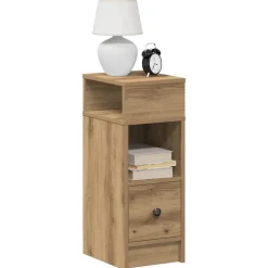 vidaXL Nachtkastje met lade 25x31x66 cm artisanaal eikenkleurig