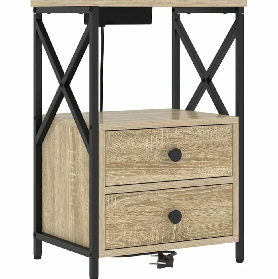 vidaXL Nachtkastje met lade Sonoma Eiken 40 x 31 x 60 cm Bewerkt hout