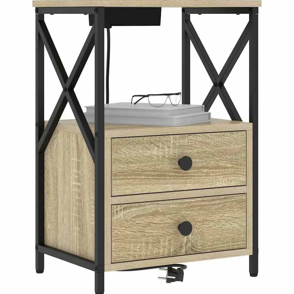 vidaXL Nachtkastje met lade Sonoma Eiken 40 x 31 x 60 cm Bewerkt hout