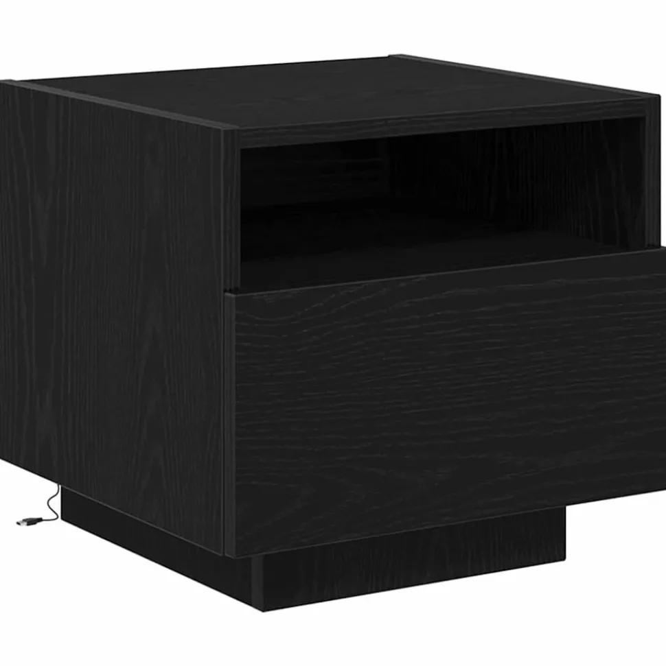 vidaXL Nachtkastje met lade Zwart Eiken 40 x 39 x 37 cm Bewerkt hout