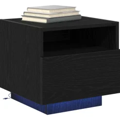 vidaXL Nachtkastje met lade Zwart Eiken 40 x 39 x 37 cm Bewerkt hout