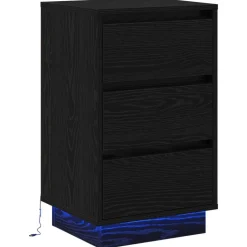 vidaXL Nachtkastje met lade Zwart Eiken 39 x 34,5 x 65 cm Bewerkt hout