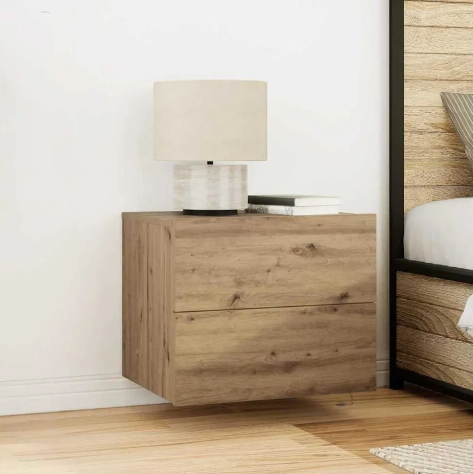 vidaXL Nachtkastje met lade Artisan Eiken 50 x 39 x 41 cm Bewerkt hout