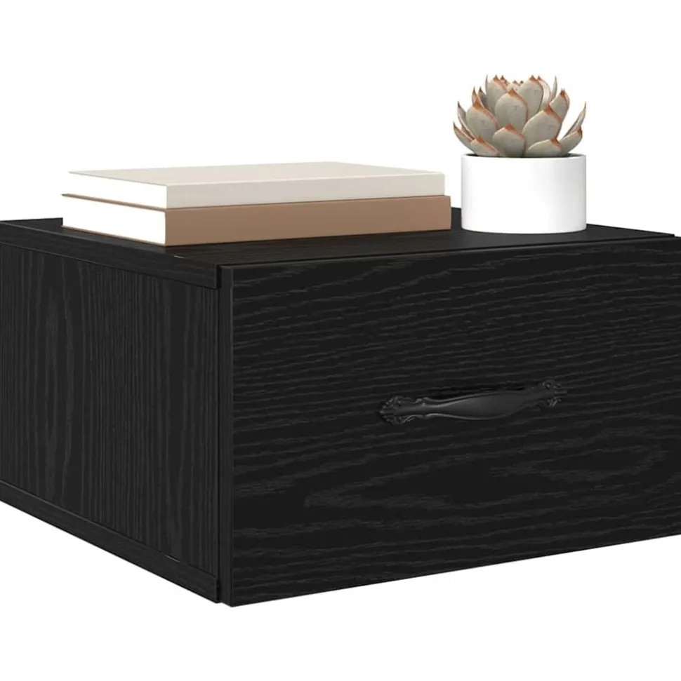vidaXL Nachtkastje met lade Zwart eiken 35 x 35 x 20 cm Bewerkt hout