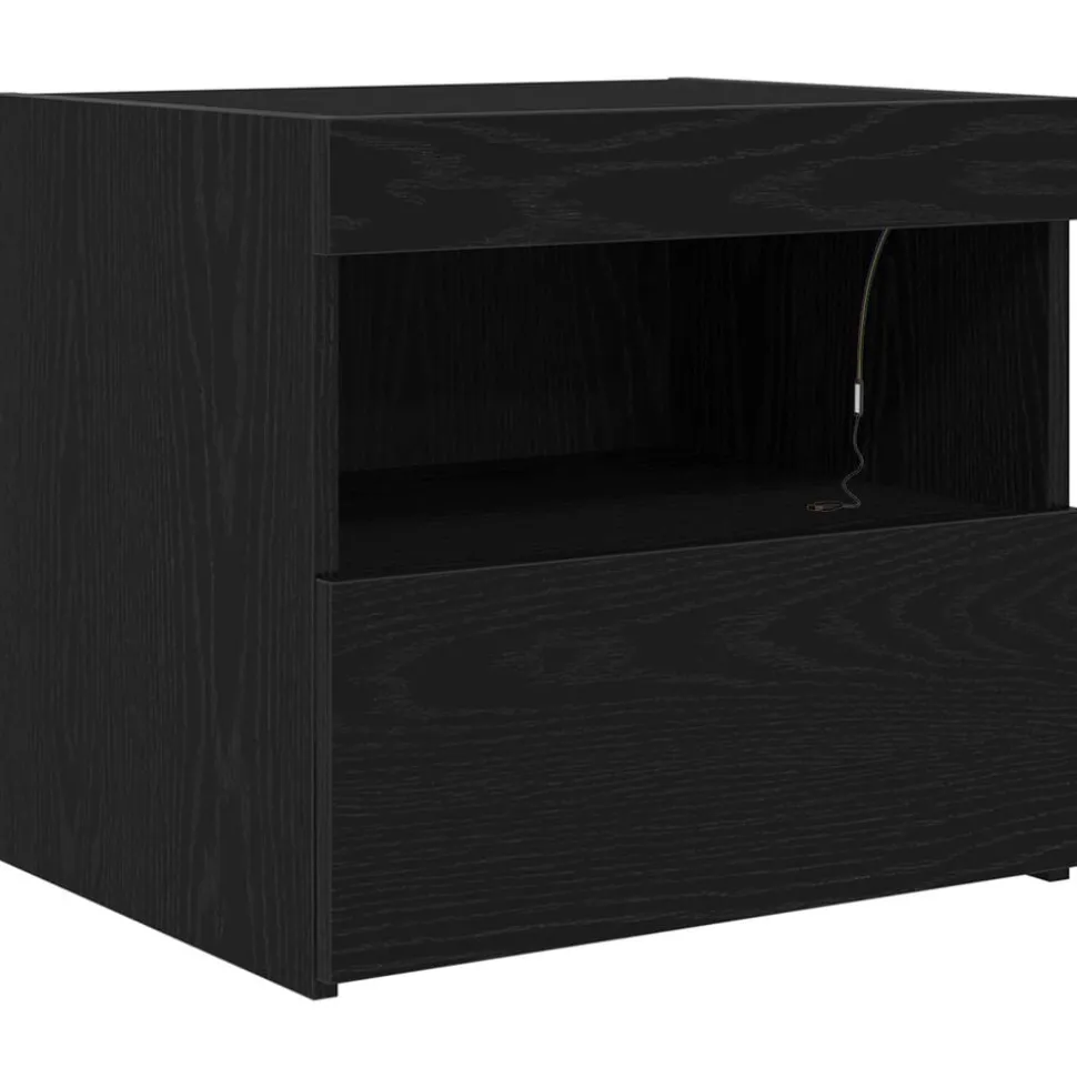 vidaXL Nachtkastje met lade Zwart Eiken 50 x 40 x 45 cm Bewerkt hout