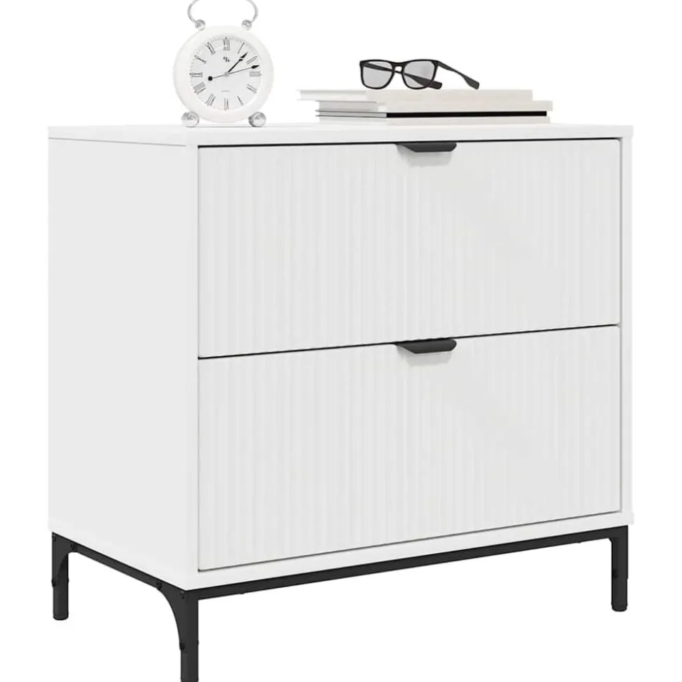 vidaXL Nachtkastje met lade Wit 63.5 x 36 x 61 cm Bewerkt hout