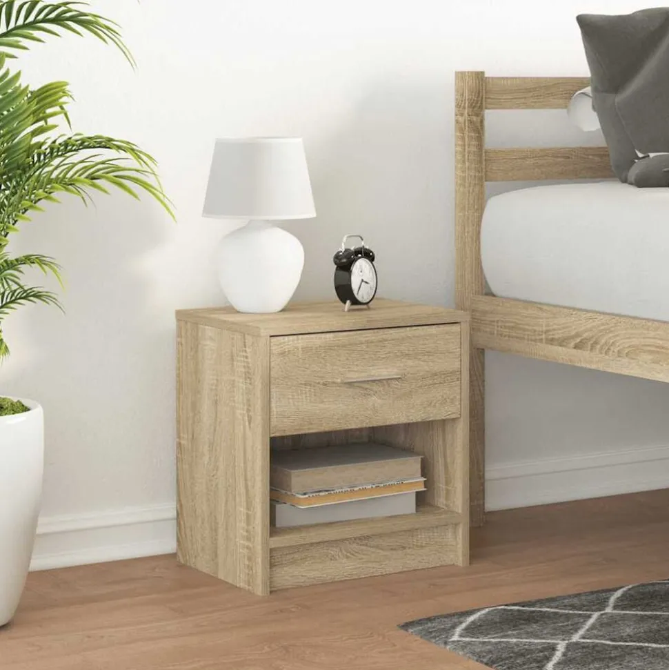 vidaXL Nachtkastje met lade 39x28x41 cm sonoma eikenkleurig