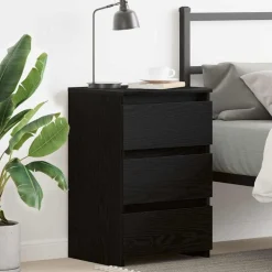 vidaXL Nachtkastje met lade Zwart Eiken 40 x 35 x 62,5 cm Bewerkt hout