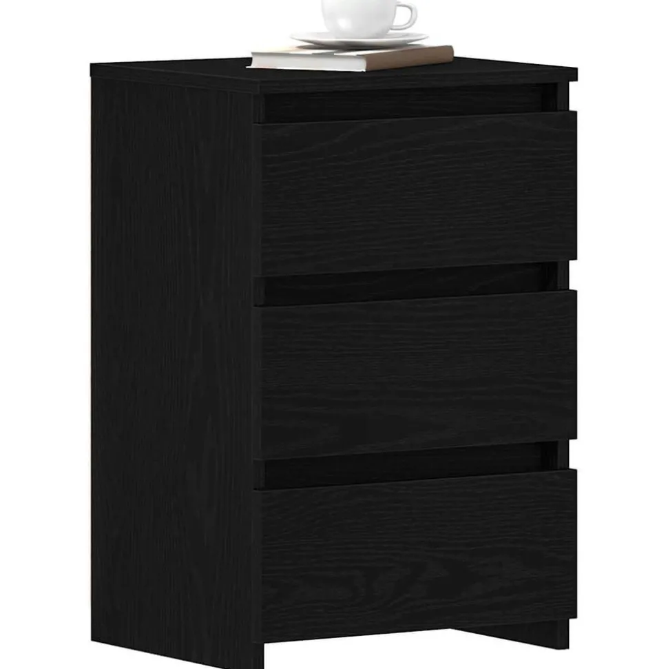 vidaXL Nachtkastje met lade Zwart Eiken 40 x 35 x 62,5 cm Bewerkt hout