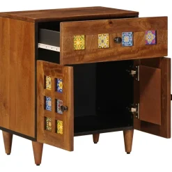 vidaXL Nachtkastje met lade Bruin 50 x 33 x 60 cm Massief Mango Hout