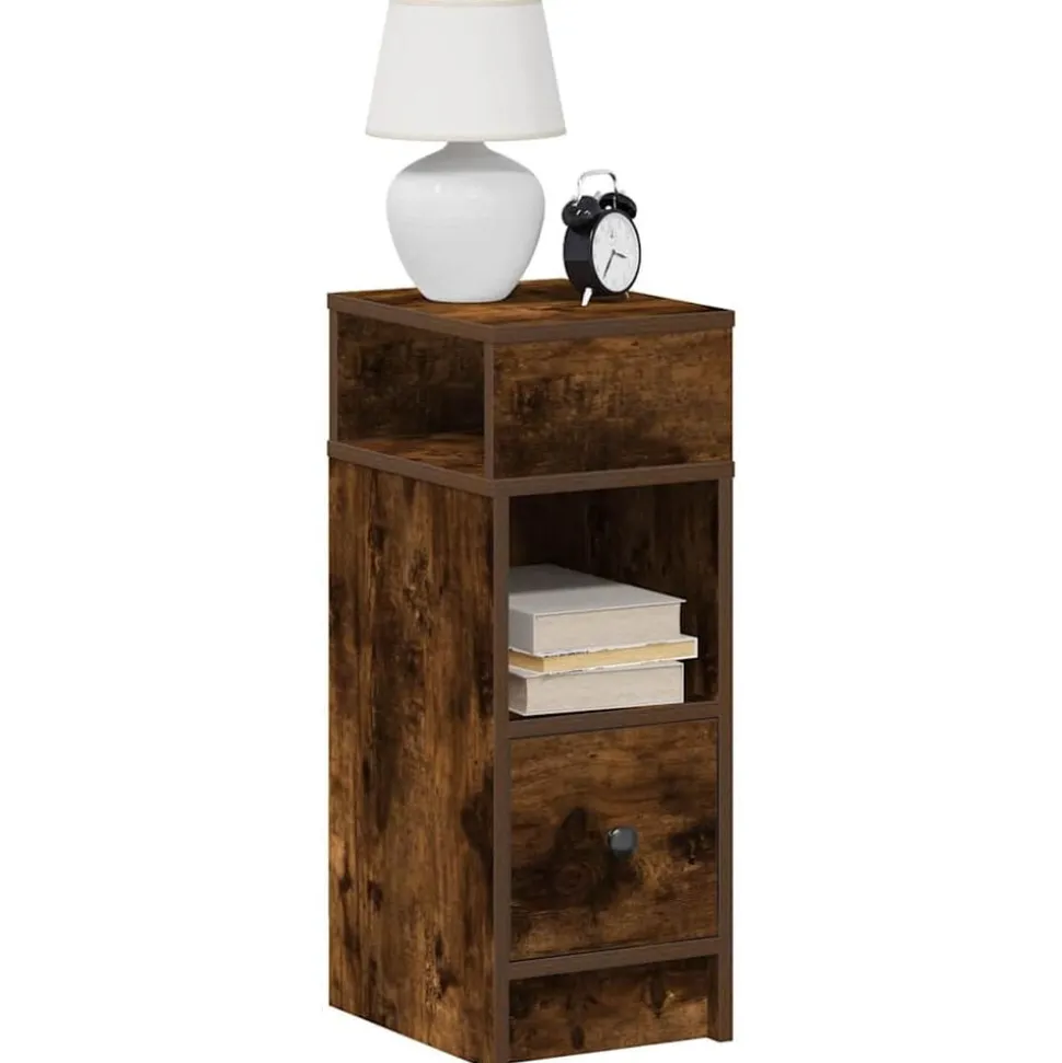 vidaXL Nachtkastje met lade 25x31x66 cm gerookt eikenkleurig