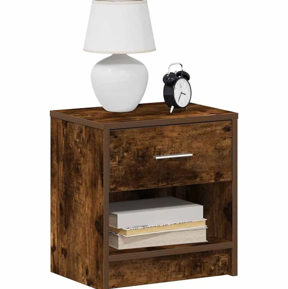 vidaXL Nachtkastje met lade 39x28x41 cm gerookt eikenkleurig