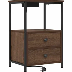 vidaXL Nachtkastje met lade Bruin Eiken 40 x 31 x 60 cm Bewerkt hout
