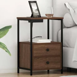 vidaXL Nachtkastje met lade Bruin Eiken 40 x 31 x 60 cm Bewerkt hout