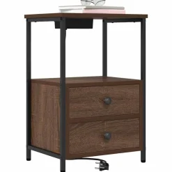 vidaXL Nachtkastje met lade Bruin Eiken 40 x 31 x 60 cm Bewerkt hout