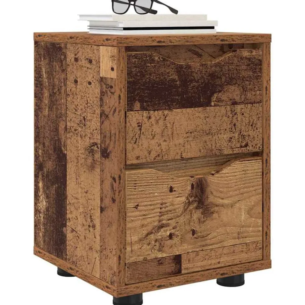 vidaXL Nachtkastje met lade Oud Hout 30,5 x 30 x 43 cm Bewerkt hout