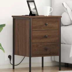 vidaXL Nachtkastje met lade Bruin Eiken 42 x 41 x 61 cm Bewerkt hout
