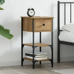 vidaXL Nachtkastje met lade Bruin 33,5 x 36 x 70 cm Geconstrueerd hout