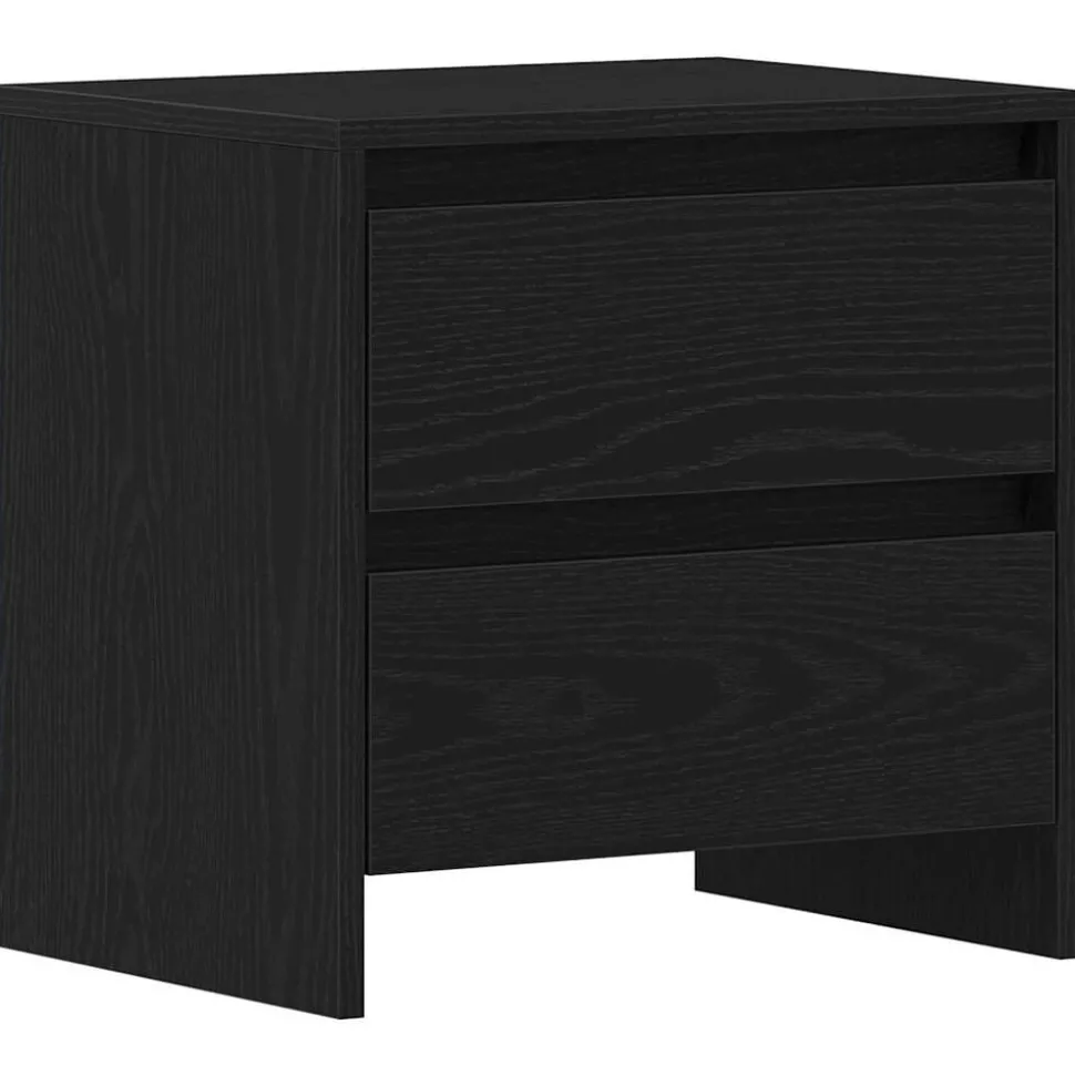 vidaXL Nachtkastje met lade Zwart Eiken 45 x 34 x 44,5 cm Bewerkt hout