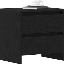 vidaXL Nachtkastje met lade Zwart Eiken 45 x 34 x 44,5 cm Bewerkt hout