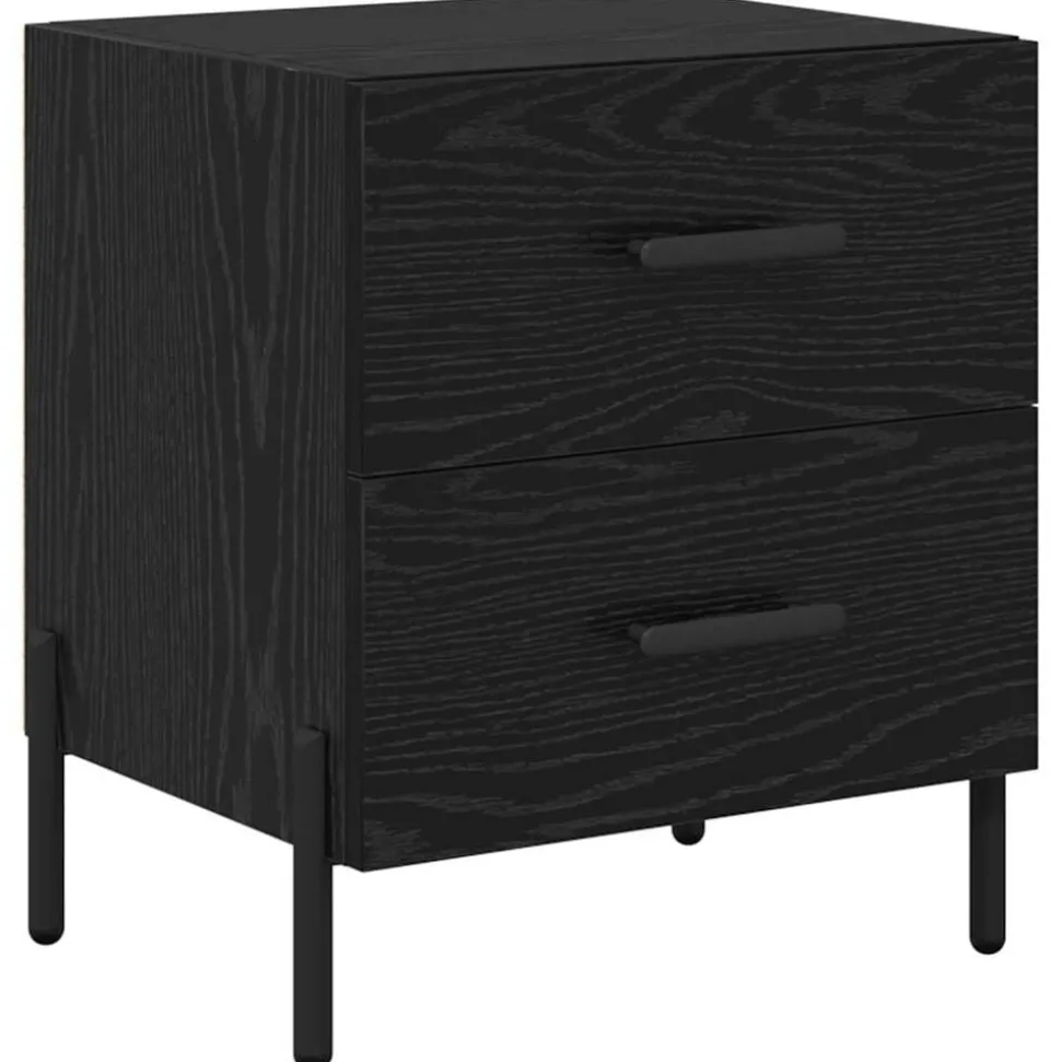 vidaXL Nachtkastje met lade Zwart Eiken 40 x 35 x 47,5 cm Bewerkt hout