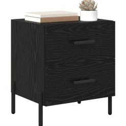 vidaXL Nachtkastje met lade Zwart Eiken 40 x 35 x 47,5 cm Bewerkt hout