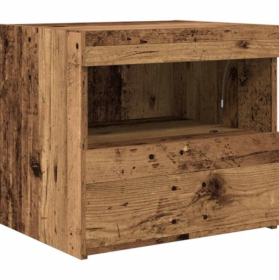 vidaXL Nachtkastje met lade Oudhout 50 x 40 x 45 cm Bewerkt hout
