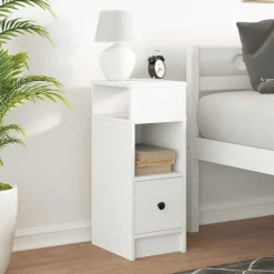 vidaXL Nachtkastje met lade 25x31x66 cm wit