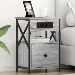 vidaXL Nachtkastje met lade Grijs Sonoma 40 x 31 x 60 cm Bewerkt hout