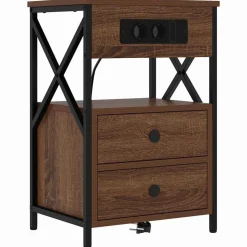 vidaXL Nachtkastje met lade Bruin Eiken 40 x 31 x 60 cm Bewerkt hout