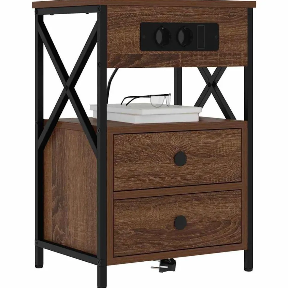 vidaXL Nachtkastje met lade Bruin Eiken 40 x 31 x 60 cm Bewerkt hout