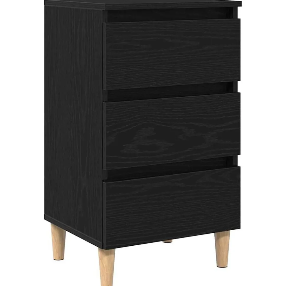 vidaXL Nachtkastje met lade Zwart Eiken 40 x 35 x 69 cm Bewerkt hout